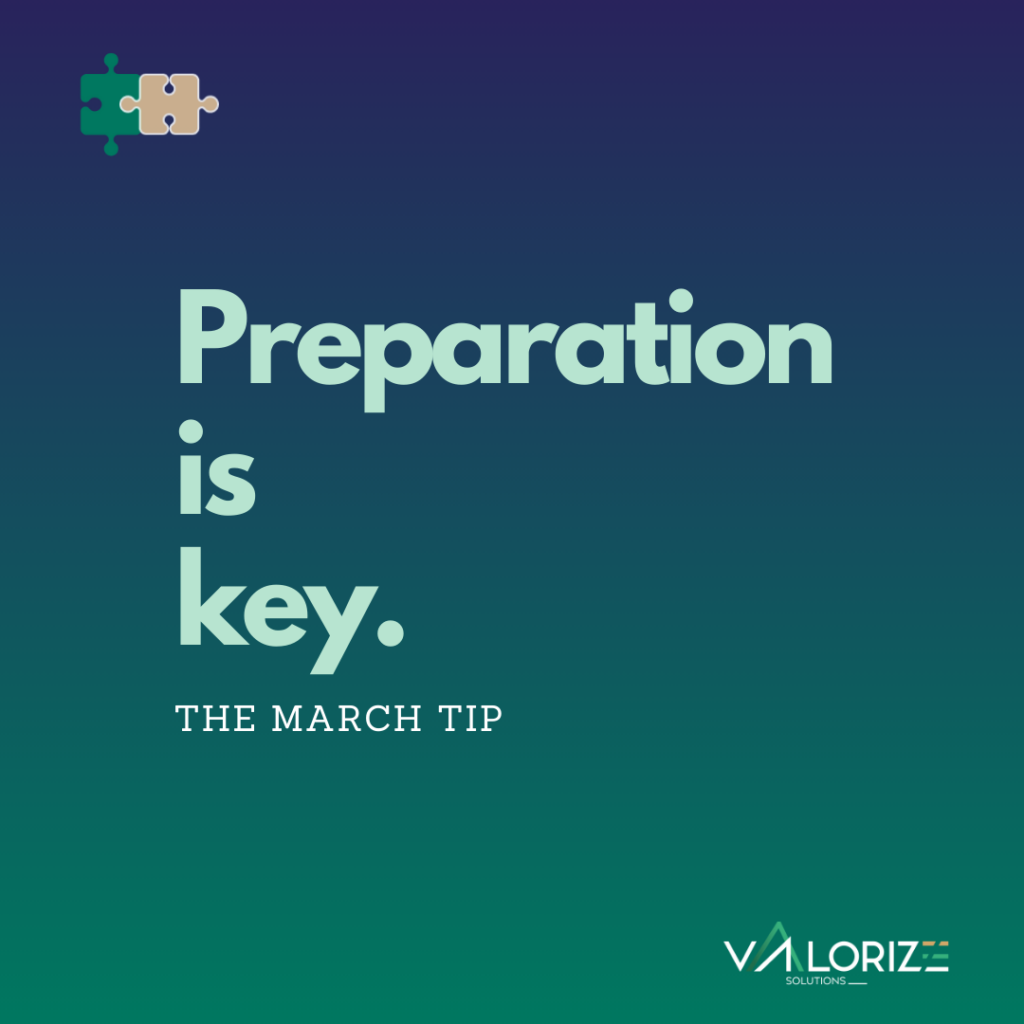 Valorize Solutions - The March Sales Tip Preparation is key