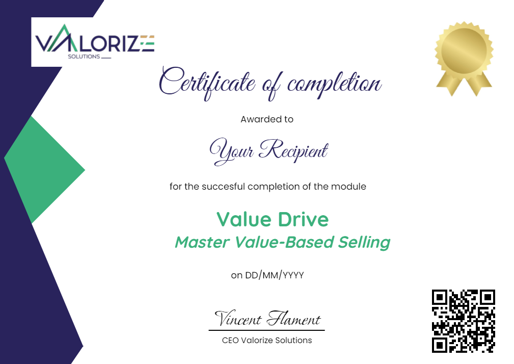 Valorize Solutions - Certificate of Completion - Module Value Drive