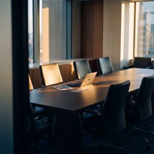 Empty boardroom at the end of the day, the room where the decision is made without you, illustration for the Lost to no one keynote