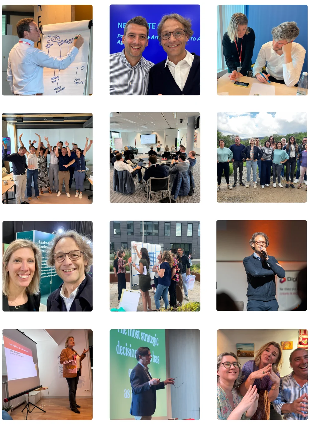 Valorize Solutions mosaic: sales training, workshops and coaching with Vincent Flament, Tom Vierstraete, Fabian Tempels, Isabelle Wats, Mathieu Swine and their clients’ teams.